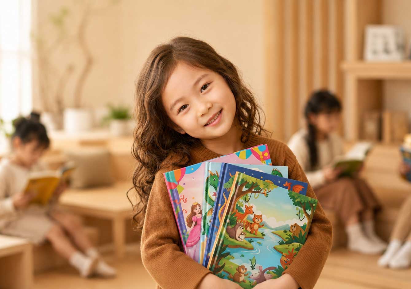 中文学校课堂中的孩子捧着分级读物
